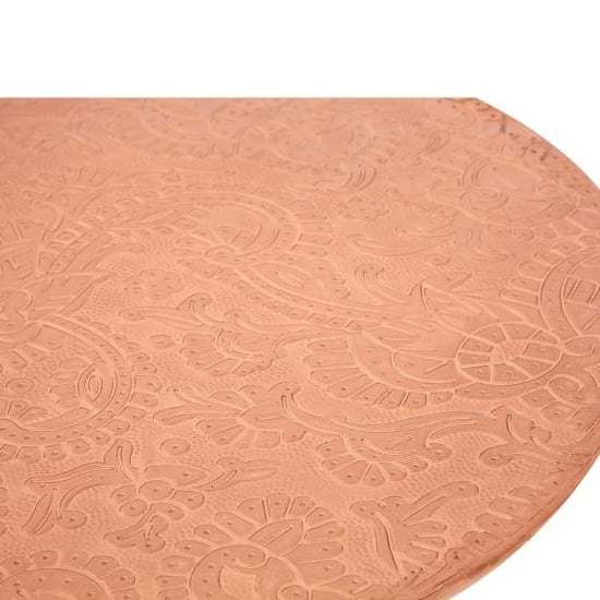Algieba Round Wooden Side Table In Copper