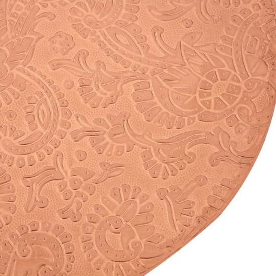 Algieba Round Wooden Side Table In Copper