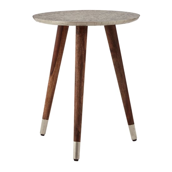 Algieba Round Wooden Side Table In White