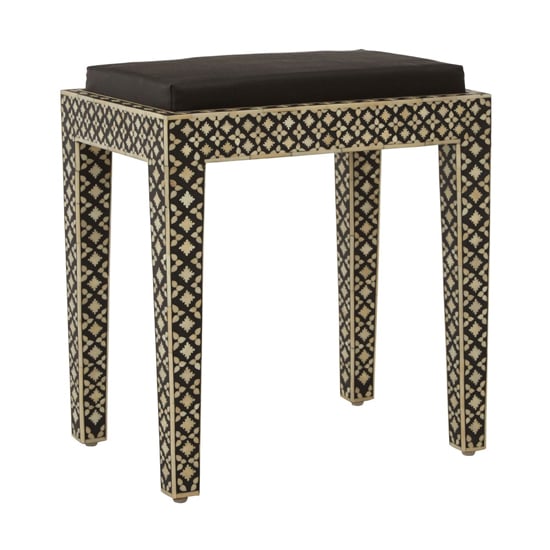 Algieba Square Fabric Stool With Black Wooden Legs