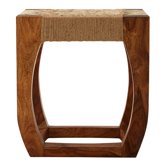 Algieba Square Wooden And Jute Stool In Natural
