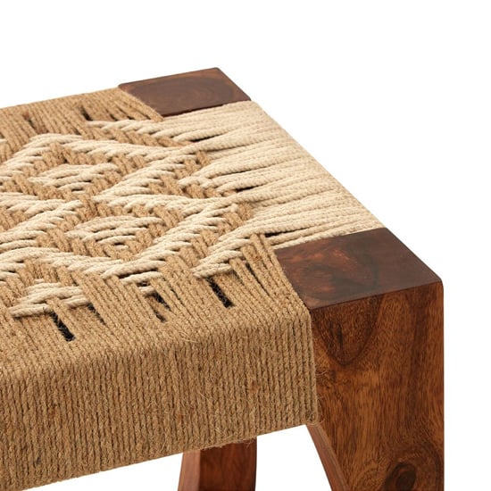 Algieba Square Wooden And Jute Stool In Natural