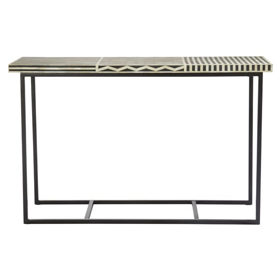 Read more about Algieba wooden console table with metal base in black