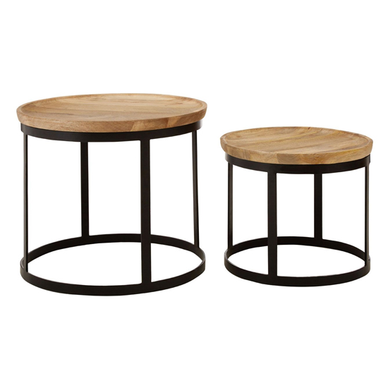 Algieba Wooden Nest Of 2 Tables With Steel Frame In Natural