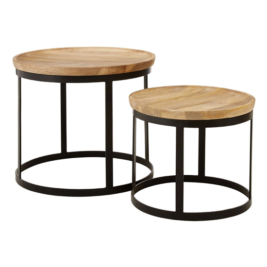 Algieba Wooden Nest Of 2 Tables With Steel Frame In Natural