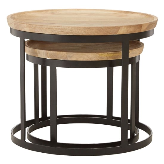 Read more about Algieba wooden nest of 2 tables with steel frame in natural