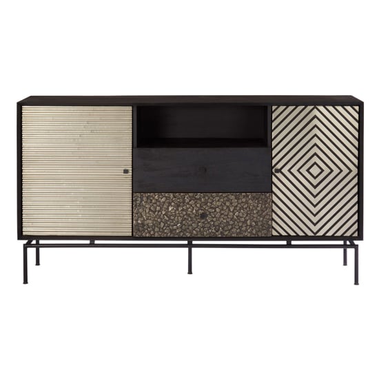 Algieba Wooden Sideboard With 2 Doors 2 Drawers In Black