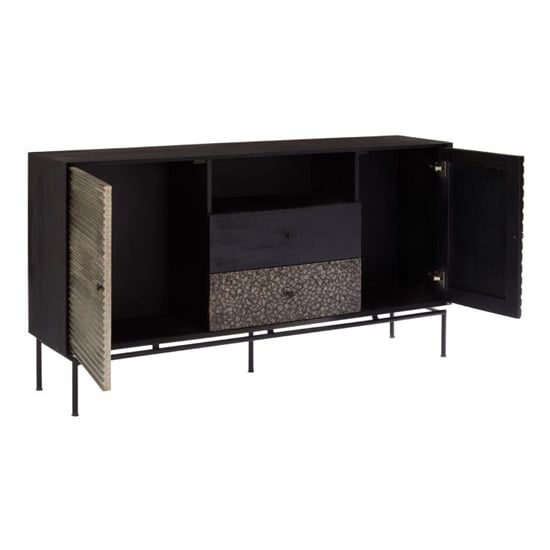 Algieba Wooden Sideboard With 2 Doors 2 Drawers In Black