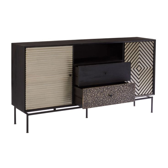 Algieba Wooden Sideboard With 2 Doors 2 Drawers In Black