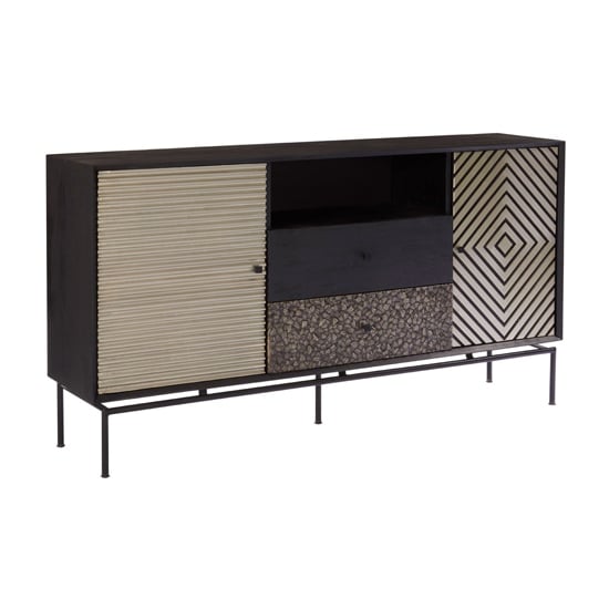 Algieba Wooden Sideboard With 2 Doors 2 Drawers In Black