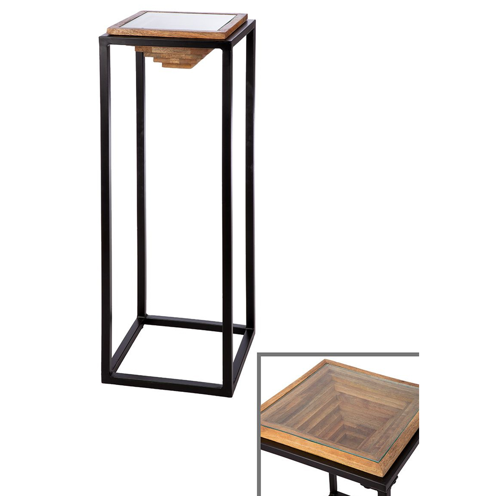 Algona Metal Square Decorative Pillar In Brown And Black