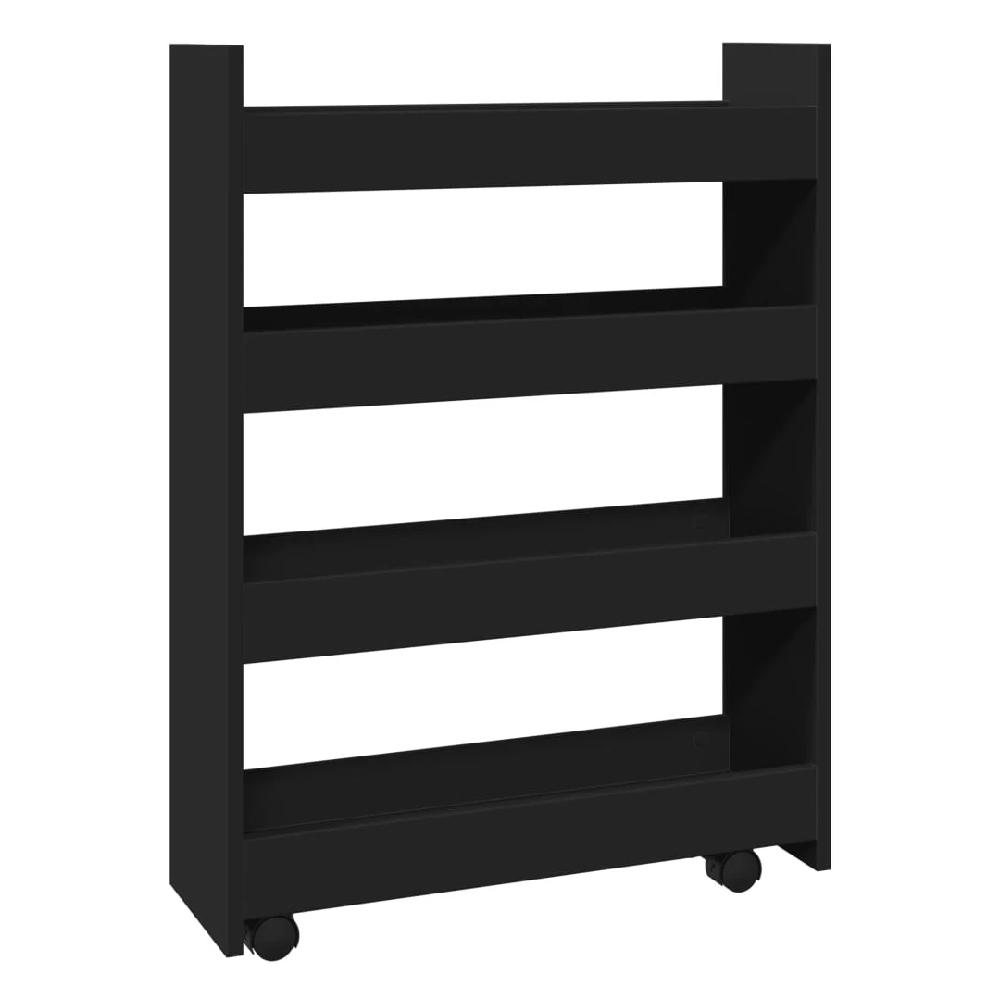 Algona Wooden Kitchen Trolley With 4 Shelves In Black