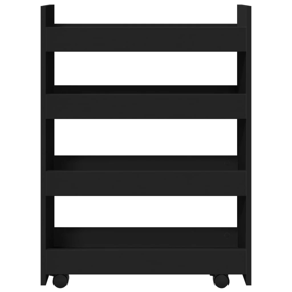 Algona Wooden Kitchen Trolley With 4 Shelves In Black