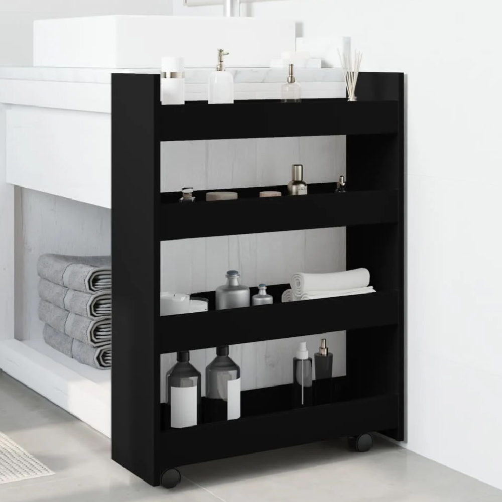 Read more about Algona wooden kitchen trolley with 4 shelves in black