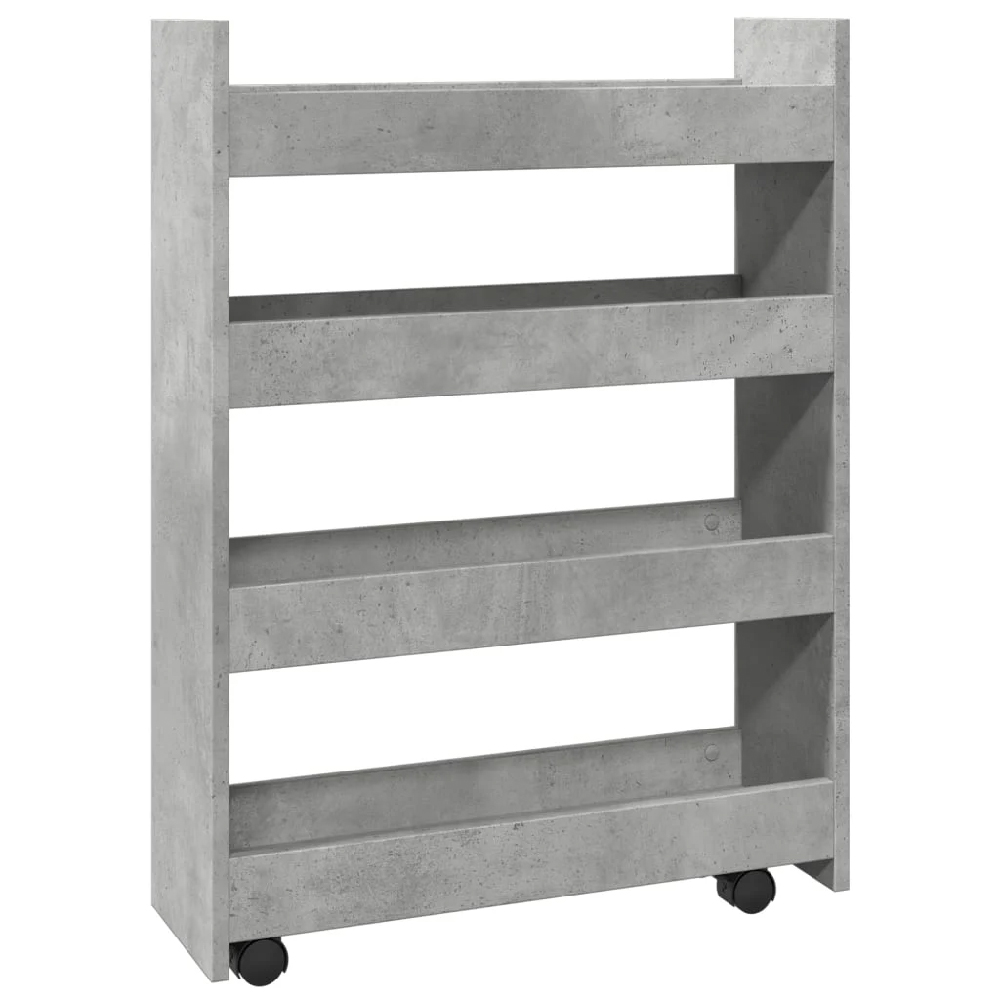 Algona Wooden Kitchen Trolley With 4 Shelves In Concrete Grey