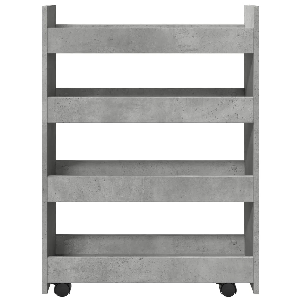 Algona Wooden Kitchen Trolley With 4 Shelves In Concrete Grey