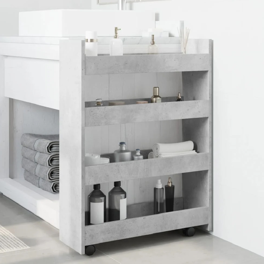 Read more about Algona wooden kitchen trolley with 4 shelves in concrete grey