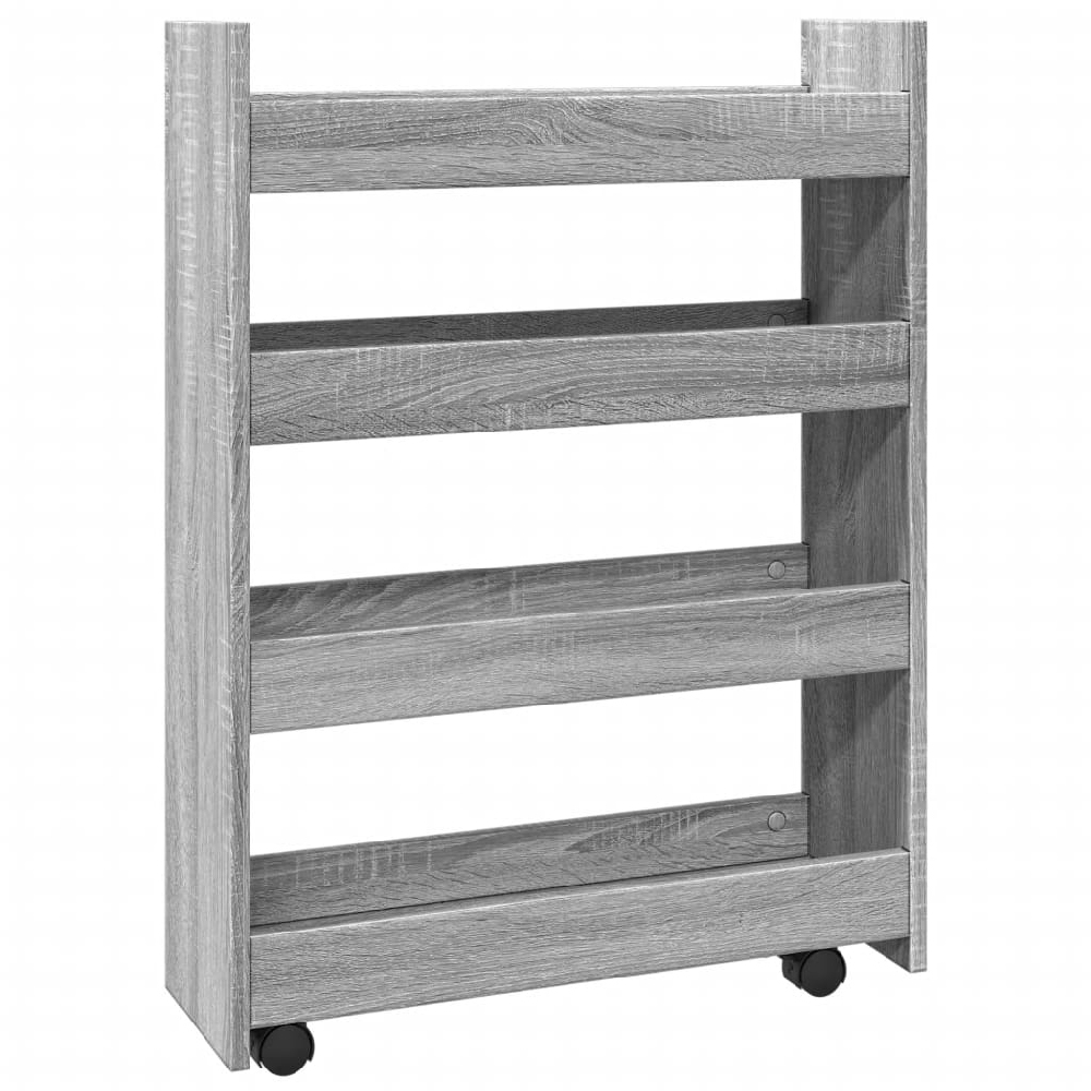 Algona Wooden Kitchen Trolley With 4 Shelves In Grey Sonoma