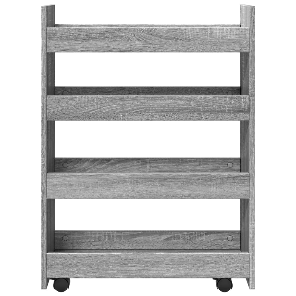 Algona Wooden Kitchen Trolley With 4 Shelves In Grey Sonoma