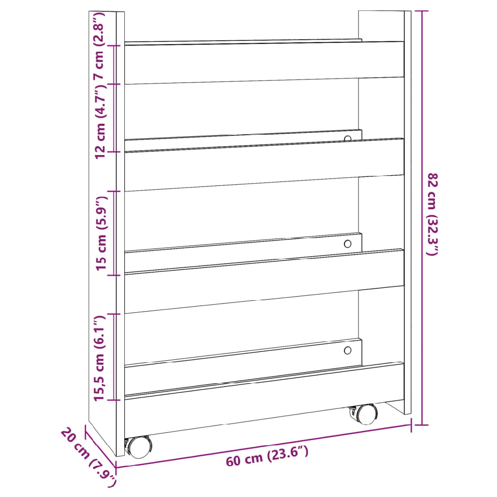 Algona Wooden Kitchen Trolley With 4 Shelves In Grey Sonoma