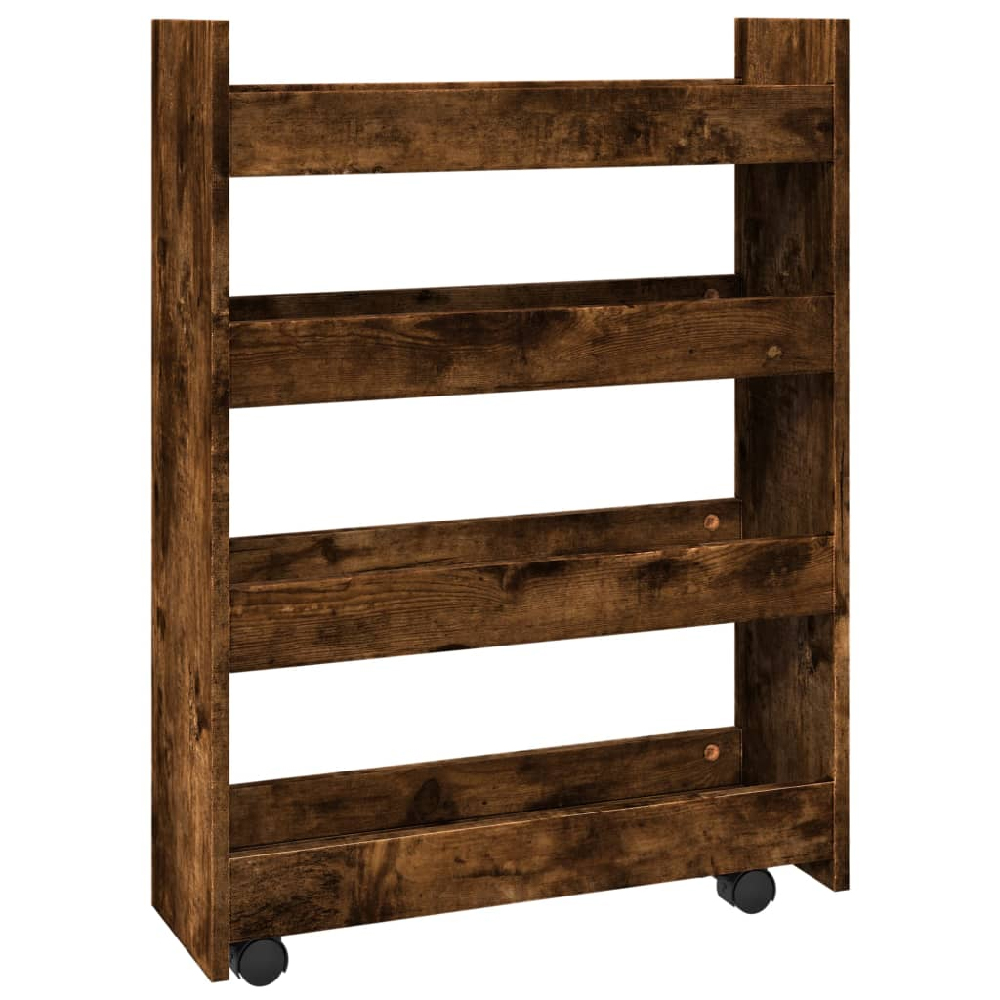 Algona Wooden Kitchen Trolley With 4 Shelves In Smoked Oak