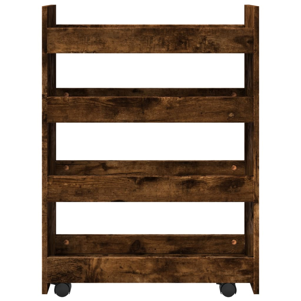 Algona Wooden Kitchen Trolley With 4 Shelves In Smoked Oak