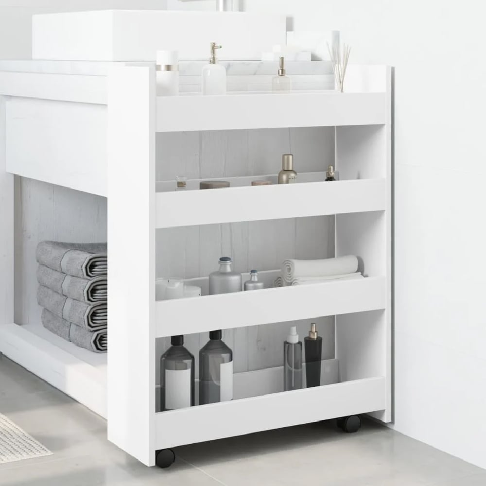 Read more about Algona wooden kitchen trolley with 4 shelves in white