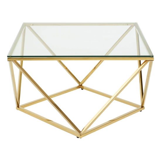 Algorab Clear Glass Side Table With Gold Finish Twist Design_2