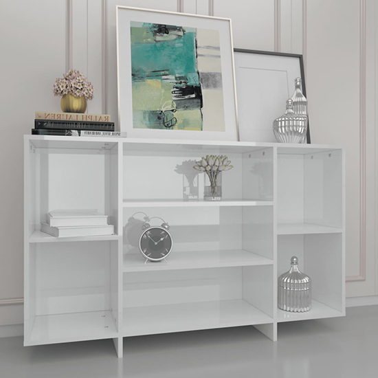 Photo of Algot high gloss shelving unit with 4 shelves in white