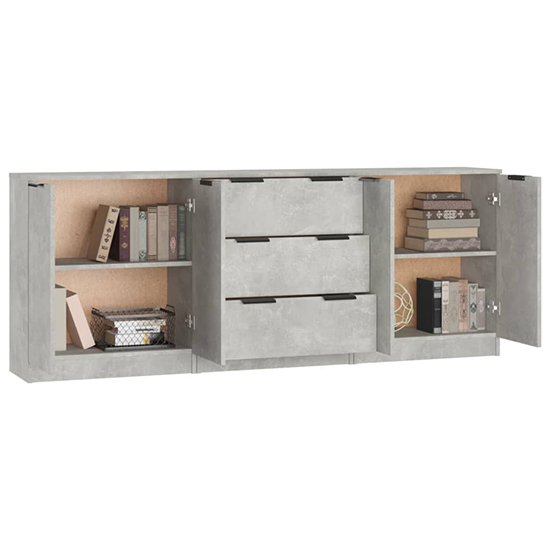 Algot Sideboard With 4 Doors 3 Drawers In Concrete Effect