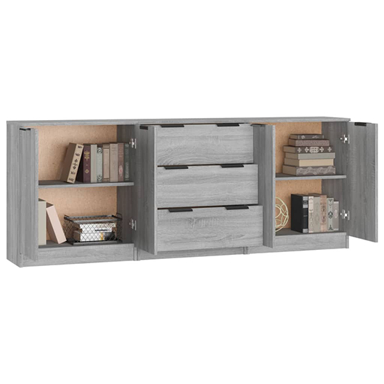 Algot Sideboard With 4 Doors 3 Drawers In Grey Sonoma Oak