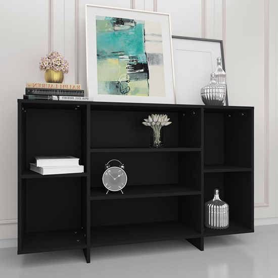 Read more about Algot wooden shelving unit with 4 shelves in black