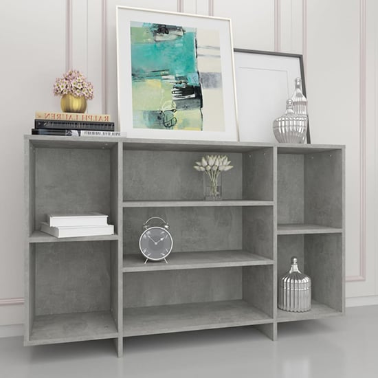 Photo of Algot wooden shelving unit with 4 shelves in concrete effect