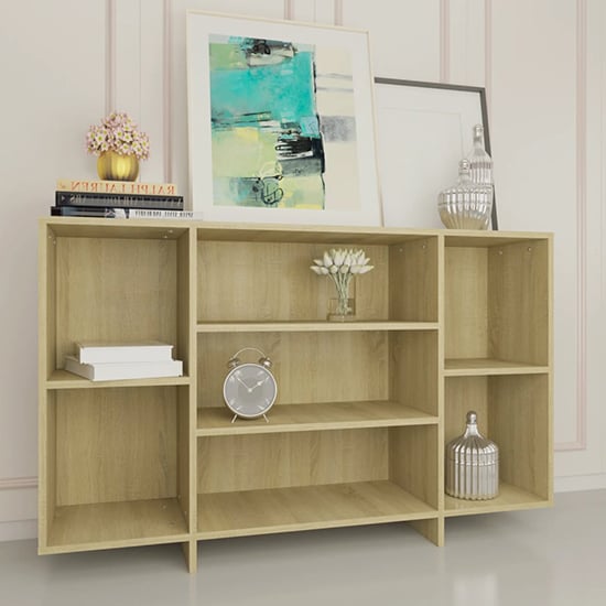 Photo of Algot wooden shelving unit with 4 shelves in sonoma oak