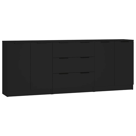 Algot Wooden Sideboard With 4 Doors 3 Drawers In Black_2