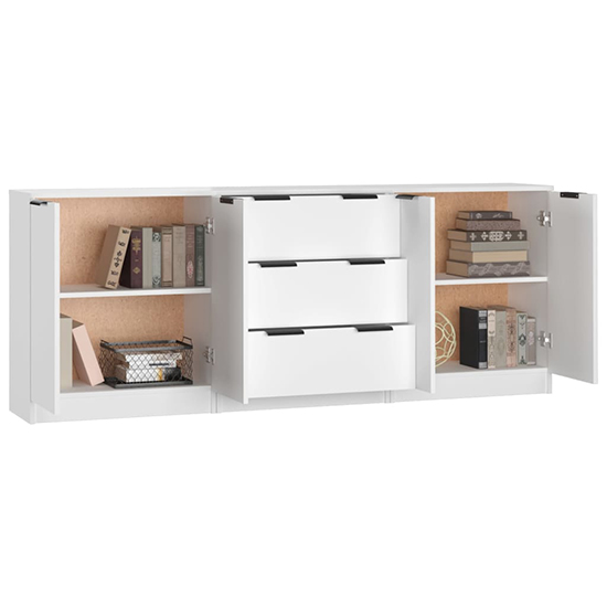 Algot Wooden Sideboard With 4 Doors 3 Drawers In White
