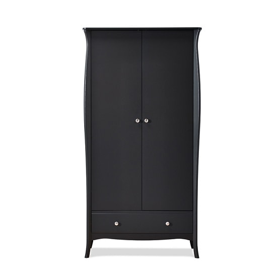 Alice Wooden Wardrobe In Black With 2 Doors And 1 Drawer_5