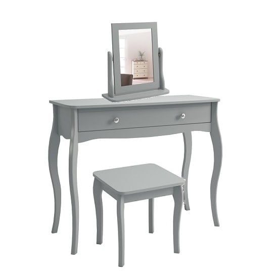 grey and wood dressing table