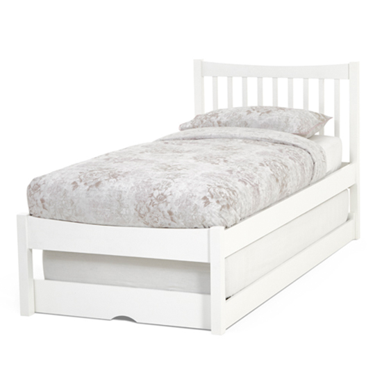 Alice Hevea Wooden Single Bed With Guest Bed In Opal White