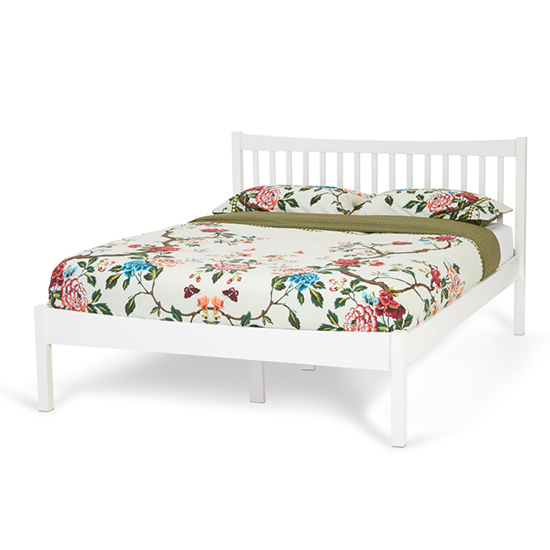 Alice Hevea Wooden Small Double Bed In Opal White FiF