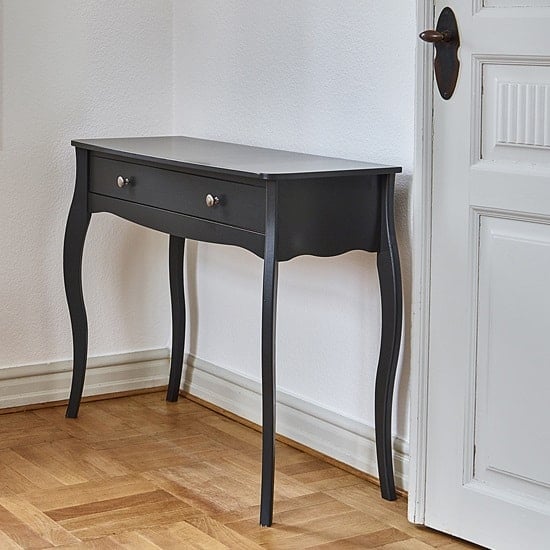 Alice Wooden Dressing Table In Black With 1 Drawer