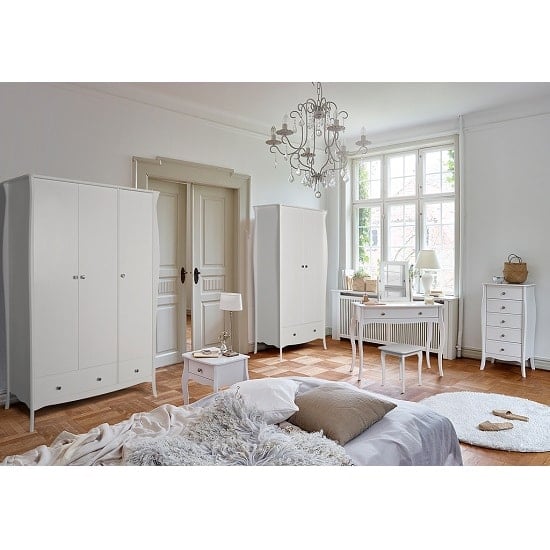 Alice Wooden Wardrobe In White With 2 Doors And 1 Drawer_7