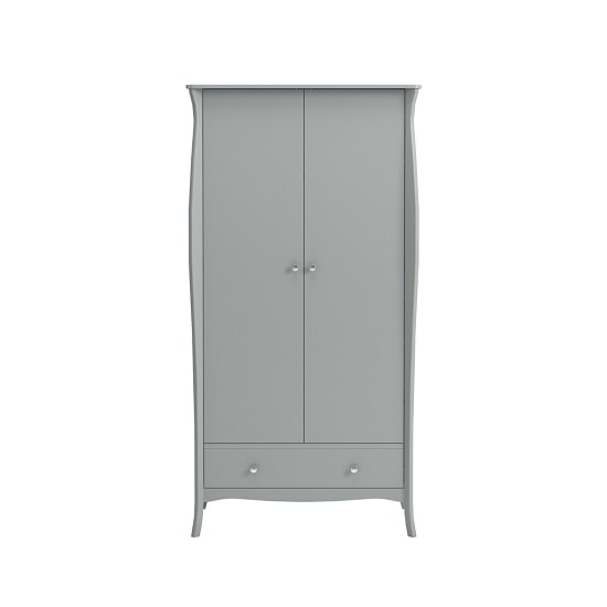 Alice Wooden Wardrobe In Grey With 2 Doors And 1 Drawer_2