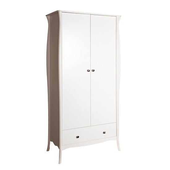 Alice Wooden Wardrobe In White With 2 Doors And 1 Drawer_1