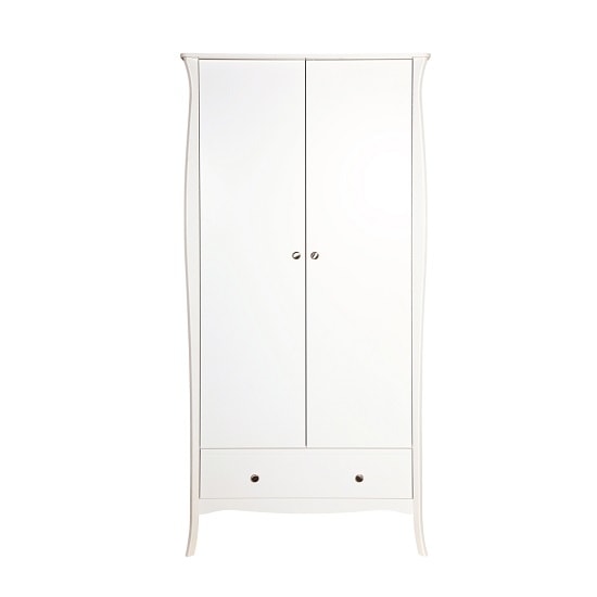 Alice Wooden Wardrobe In White With 2 Doors And 1 Drawer_2