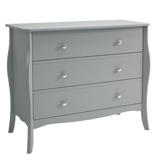 Alice Wooden Wide Chest Of Drawers In Grey With 3 Drawers_1