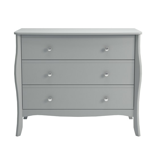 Alice Wooden Wide Chest Of Drawers In Grey With 3 Drawers_2