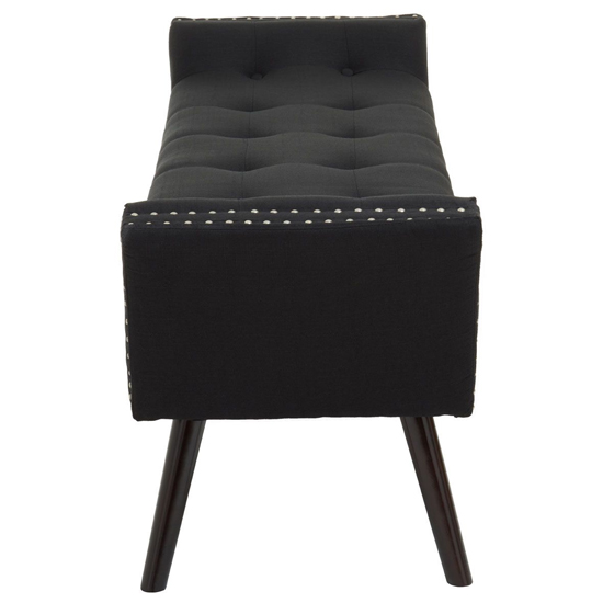 Alicia Fabric Hallway Seating Bench In Black With Wooden Legs
