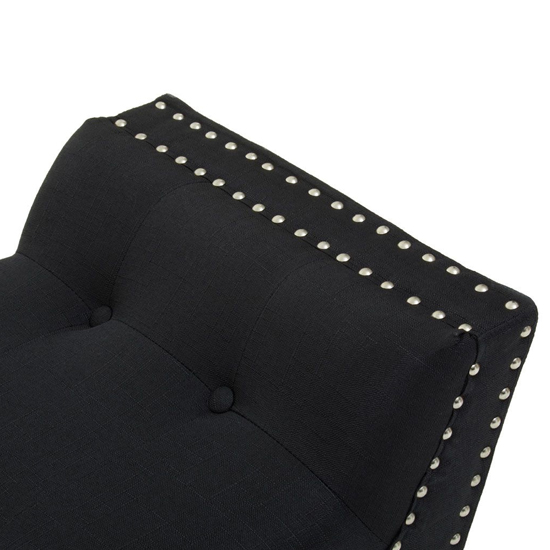 Alicia Fabric Hallway Seating Bench In Black With Wooden Legs