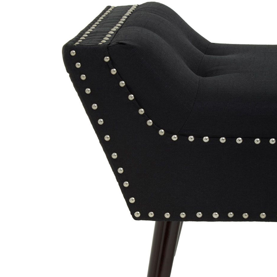 Alicia Fabric Hallway Seating Bench In Black With Wooden Legs